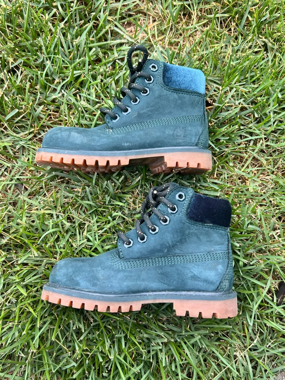 Timberland Kids Teal Suede Lace-Up Ankle Boots